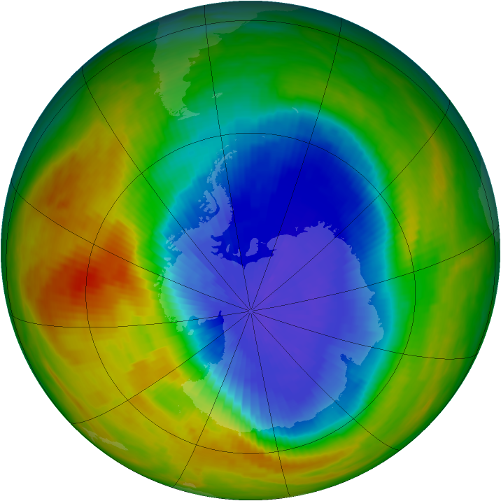Antarctic ozone map for 07 October 1986